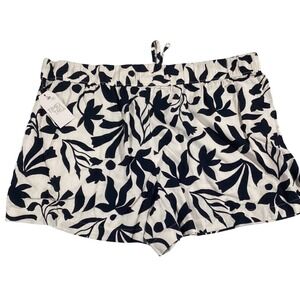 Time and Tru Women's XXL 20 Pull-On Linen Blend Botanical Print Shorts